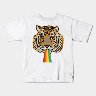 Animals with Rainbow Puke Tiger Portrait Kids T-Shirt